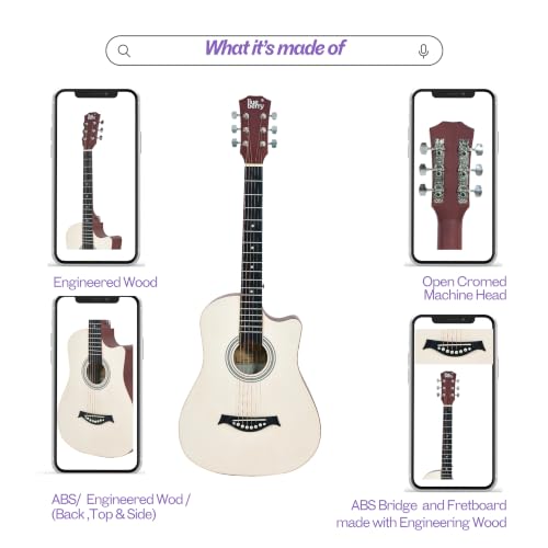 Image of BLUEBERRY B-38CM Matte Finish Natural Acoustic Guitar Kit, 38 Inch - Engineering Wood & Carbon Fiber Body, ABS Bridge & Fretboard, 3 Picks Included