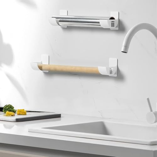 Xiciki 4 Stück Nein Stanzen Küchen Organizer, Wand Montierter Müllsack, Müllbeutelhalter Wandmontierter, Einstellbare Länge Müllbeutelspender Selbstklebender, für Küche Aufbewahrung Organisation