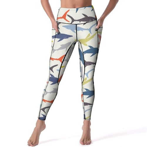 Legging requin coloré femmes pantalon de sport yoga taille haute taille S fitness jogging