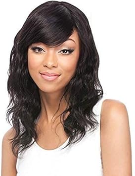 Natural Look Realistic Black Hair Wigs Synthetic Full Head Hair Wigs(Black,Size-22)