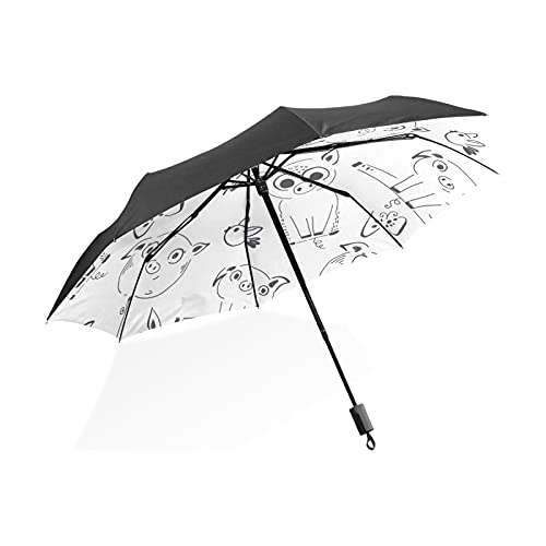 折り畳み傘 おしゃれ 折りたたみ傘 雨傘 日傘 ブタ 豚 白色 ホワイト 手書き 子供 こども キーズ 晴雨兼用 軽量 コンパクト 人気 頑丈 梅雨対策 超撥水 遮光 UVカット 携帯便利 紫外線対策 遮熱 グラスファイバー