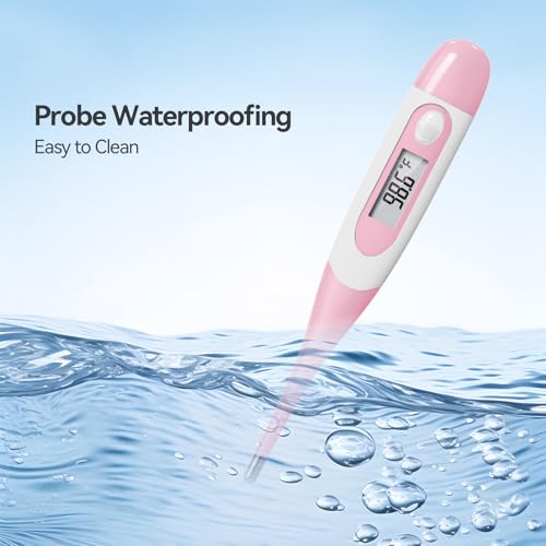 Image of Clinical Digital Thermometer for Adults and Babies, Oral Armpit and Rectal Temperature Thermometer for Fever with Alarm, Flexible Tip