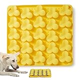 Puzzle Feeder Silicone Mat with Suction Cups, Slow Feeder Bowl for Dry and Wet Food, Dog Enrichment for All Breed Dogs, Yellow