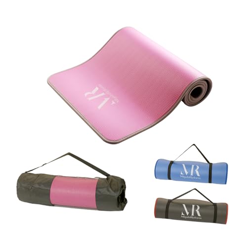 miyabireform ヨガマット ピラティスマット 厚め10mm 183*61cm 滑りにくい ストレッチマット トレーニングマット 運動マット yoga mat 筋トレマット エクササイズマット 自重トレーニング 軽量 持運び便利 水洗いOK(ピンク