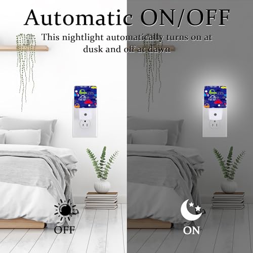 Image of Cartoon Transport Night Light, Plug-into Wall Blue Cars Trucks Nightlight Lamp with Dusk to Dawn Sensor, Led Lamp 0.5W Energy Efficient for Boys Girls Adults Home Decor