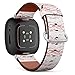 CJBROES Replacement Leather Watch Band, Compatible with Fitbit Versa 3 and Fitbit Sense of Wristband Bracelet Accessory - Marble Texture