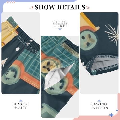 ZZXXB Xmas Trees Truck Boys Long Pants Soft Trousers Elastic Waist Kids Lounge Bottoms with Pockets S-XL4