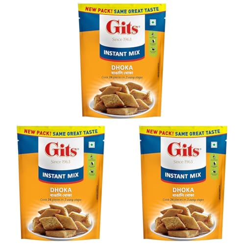 Image of Gits Instant Dhoka Snack Mix, Makes 24 Pieces, Pure Veg, Indian Snack Mix, 200g (Pack of 3)