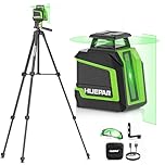 Huepar Laser Level Self Leveling with 60Inch Tripod, Rechargeable 360 Niveau Laser Tool, ±1/9 Inch Accuracy, 3 Brightness Levels, Pulse Mode, Perfect for Use on Walls, Floors, and Ceilings Etc.