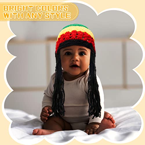 Geyoga Black History Month Baby Rasta Hat with Black Dreadlocks African American Wig Rasta Wig with Dreads Funny Beanie Jamaican Dreadlocks Hat Kid Costume Headwear Party Favor Accessories, Size 15.75