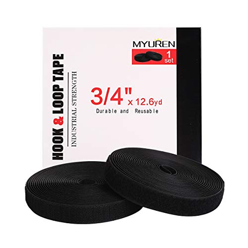Sew On Hook And Loop Style 3/4 Inch Non-Adhesive Back Nylon Strips Fabric Fastener Non-Adhesive Interlocking Tape Black,12.6 Yard #TOP6