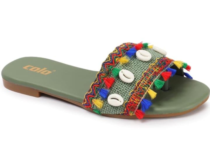 Heels & Craft Women Ethnic Embroidered Slipper Flats Footwear for Women/Stylish Slippers For Party and Formal Wear | Flat Embroidered Sandal for Office, Casual (Green, UK Footwear Size System, Adult, Women, Numeric, Narrow, 4) (B0DCC177HW) Amazon Price History, Amazon Price Tracker