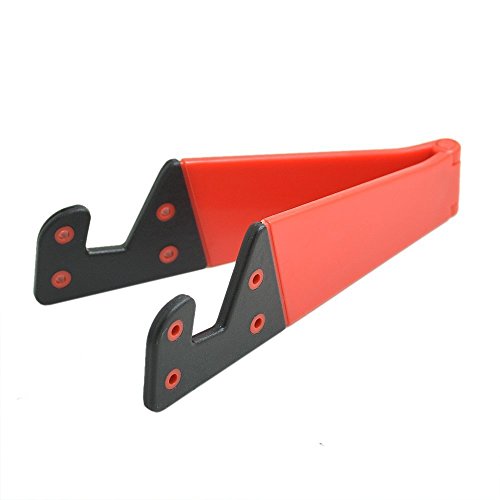 E3tronics Smart Phone and Tablet Stand - Foldable Vertical and Horizontal Mount for iPhone / iPad / Samsung Galaxy / HTC One and all Mobile Phones Red