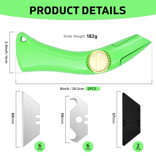 Image of 2 Sets of Heavy-Duty Roofing Shark Knives - Each Set Includes 6 Fixed Blades & 1 Blade Box - Ideal for Cutting Drywall, Duct, Carpet, and Cardboard (2)