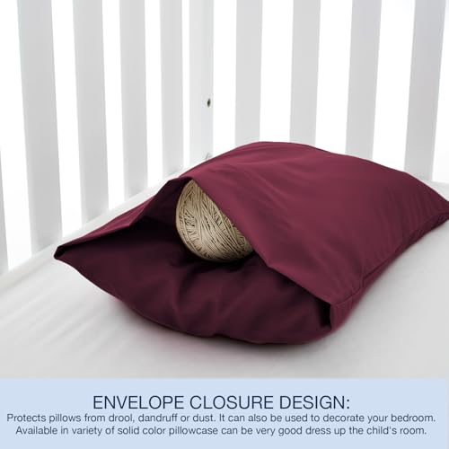 Image of EXQ Home Toddler Pillowcases 13x18 Travel Pillow Case Set of 2, Small Pillow Case Fits Baby Pillow Sized 12x16, 13x18, Kids Pillowcases 2 Pack Machine Washable with Envelope Closure(Burgundy)