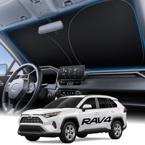 Wigoo for Toyota RAV4 2019-2026 Windshield Sunshade [100% Sun Block 4th-Gen Cooling Tech] Foldable Heat Insulation Front Window Sunshade with Storage Bag Compatible with Toyota RAV4 2019-2026