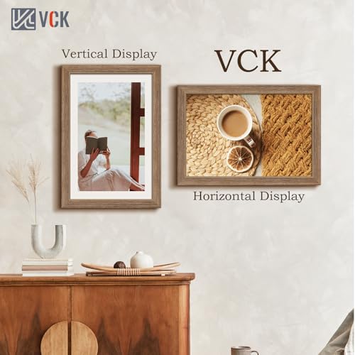 Image of VCK 12x18 Frames 3 Pack, Walnut Poster Frame MDF Wood with Polished Plexiglass, Wall Mounting Horizontal & Vertical Display