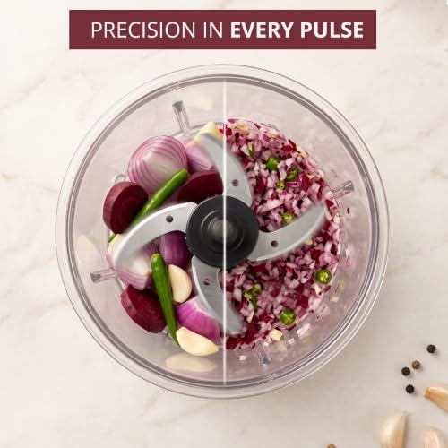 Image of IBELL Electric Chopper for kitchen,400W Powerful Motor, 4 Stainless Steel Blades,Food Grade Transparent Bowl, Compact Mini Food Processor for Chopping Vegetables, Fruits, Nuts & Herbs (Black)