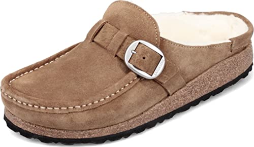 Birkenstock Buckley Shearling Narrow Unisex Shoes Size 9, Color: Tea #TOP16