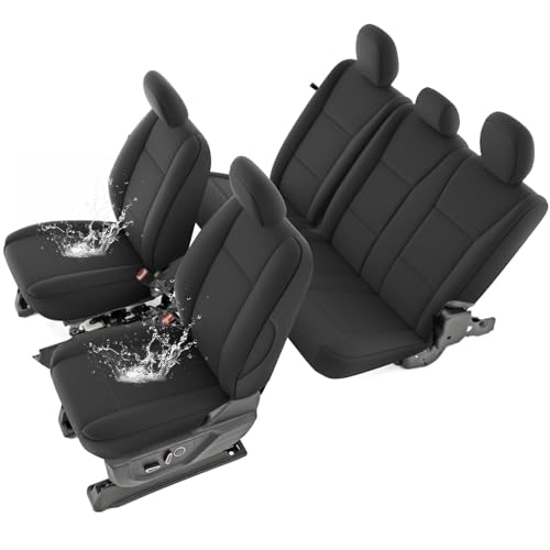 Image of GIANT PANDA Neoprene Car Seat Covers for F-150(2015-2026) /F-150 Lightning (2022-2026) /F-250 F-350 Super Duty (2017-2026) Crew Cab, UV & Water Resistant,Foam Padded,Full Set Seat Covers(Black)