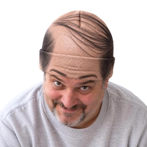 Funny Bald Head Beanie Hat Men Novelty Knit Cuffed Winter Hat - image 1