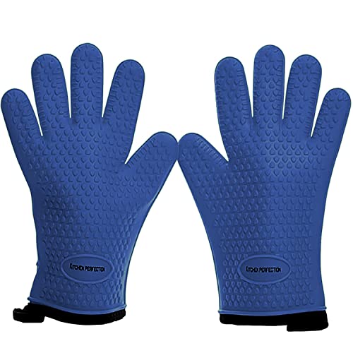 Image of KITCHEN PERFECTION XL Silicone Smoker BBQ Gloves -Heat Resistant Oven Mitts