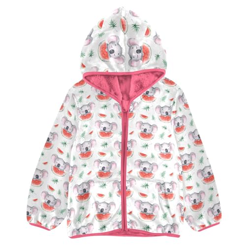 Wombat Watermelon Toddler Fleece Jacket Baby Girls Hooded Zipper Long Sleeve Thick Warm Outerwear 3-10 Years