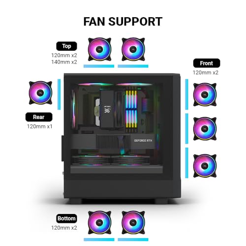Image of Ant Esports 120 Air Mini M-ATX Computer Case /Gaming Cabinet - Black | Support M-ATX, M-ITX | Pre-Installed 3 Static RGB Fans