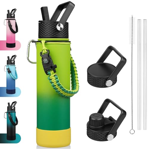 Image of BJPKPK 27oz Insulated Water Bottle with 3 Lids, Straw Lid & Handle