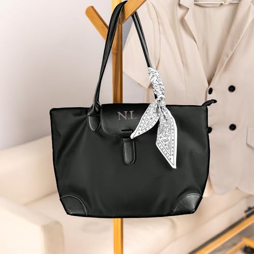 Bolso tote grande impermeable personalizable CALLIE con cinta bordada con inicial y nombre, bolso de hombro para mujer miniatura 6