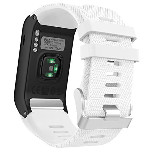 MoKo Watch Band Compatible with Garmin Vivoactive HR, Soft Silicone Replacement Watch Band ONLY for Garmin Vivoactive HR Sports GPS Smart Watch with Adapter Tools - WHITE