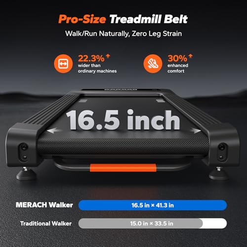 MERACH Heavy Duty Walking Pad Treadmill for Home, 12% Auto Incline, 400lbs Capacity, 3.5HP Super Quiet Brushless Motor, Racer Damp Belt, Under Desk Treadmills with Remote & LED Display - Image 5
