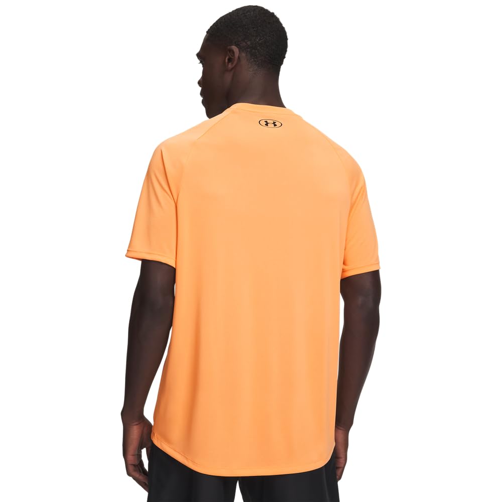 Under Armour Herren-T-Shirt, Polyester, einfarbig, UA Tech 2.0 SS, kurzärmelig, 1326413-001, (870) Orange Bloc / Schwarz, 46 – Ansicht 2