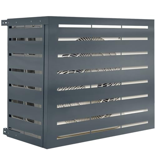 IDMarket - Klimaanlagenabdeckung 95 x 50 x 80 cm aus anthrazitgrauem Metall zum Schutz des Außengeräts einer Wärmepumpe