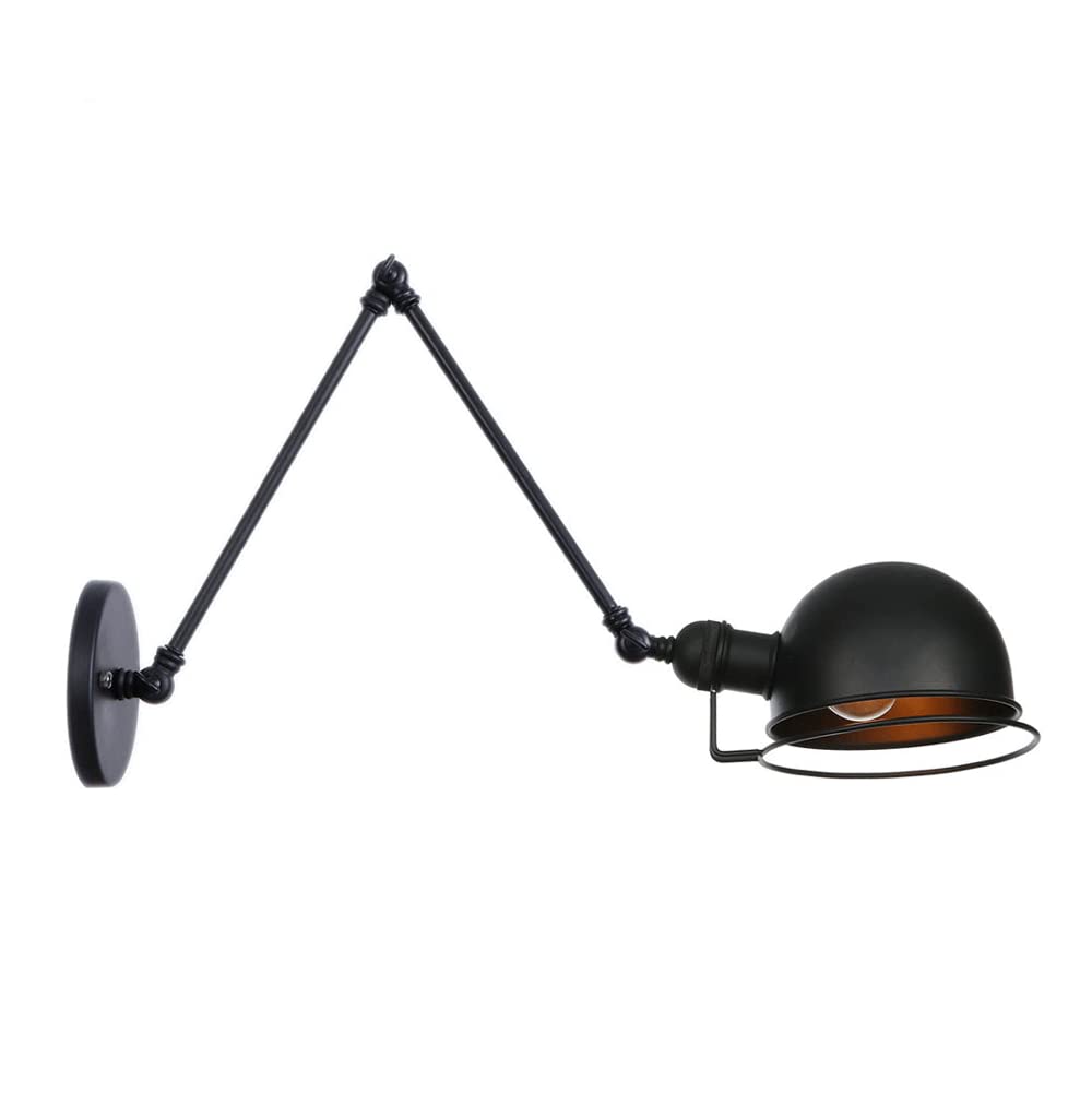 FYZDLAOR Antique Vintage Wall Sconces, Hardwired Industrial Wall Sconce,Lighting Industrial Vintage Style 1 Light Wall Sconces Adjustable Swing Arm Wall Sconce（E27）