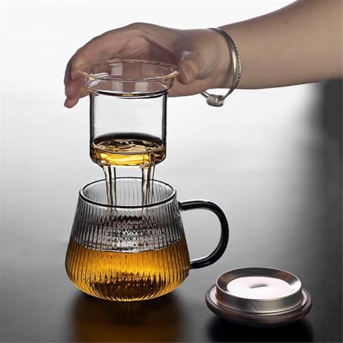 Copas de cóctel y taza de té de vidrio estriado con tapa 6