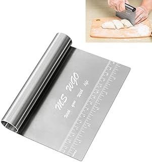 Pro Dough Pastry Scraper/Cutter/Chopper Stainless Steel Mirror Polished with Measuring Scale Multipurpose- Cake, Pizza Cutter - Pastry Bread Separator Scale Knife (1)