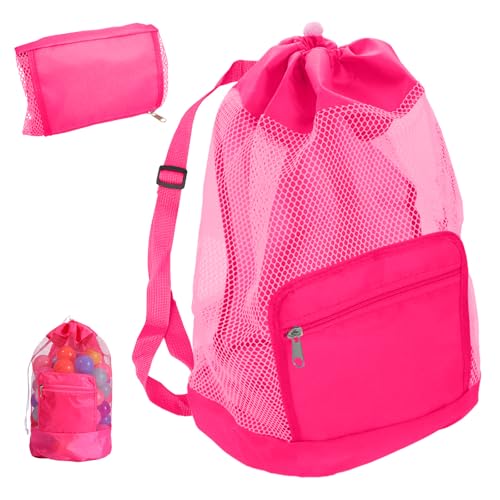 Borsa Grande per Giocattoli di Spiaggia, Sacco Reticolo Pieghevole con Cerniera per Giocattoli, Organizzatore per Set di Secchio e Pala, Giocattoli per Sabbieggiatura per Famiglie con Bambini