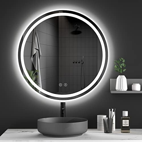 Dripex 600mm Round Bathroom Mirror with LED Light, Illuminated Wall