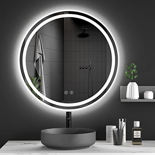 Dripex 600mm Round Bathroom Mirror with LED Light, Illuminated Circle Makeup Vanity Mirror with Demister Pad, Anti-fog, 3 Lighting Modes, Dimmable, Wall Mounted, Front+Backlit, IP44 - Cosy Home Interiors Dripex 600mm Round Bathroom Mirror with LED Light, Illuminated Circle Makeup Vanity Mirror with Demister Pad, Anti-fog, 3 Lighting Modes, Dimmable, Wall Mounted, Front+Backlit, IP44