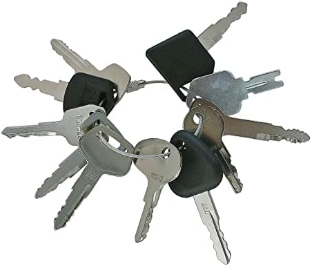 Recmod 11 Forklift Keys Master Set With Chain for Komatsu Volvo Toyota Doosan Nissan Hyster JCB Yale Caterpillar Mitsubishi New Holland Gradall Lull Forklift Lift Universal Key Set