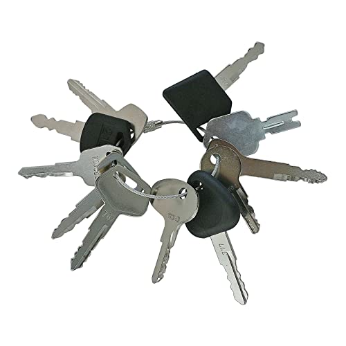 Recmod 11 Forklift Keys Master Set With Chain For Komatsu Volvo Toyota Doosan Nissan Hyster Jcb Yale Caterpillar Mitsubishi New Holland Gradall Lull Forklift Lift Universal Key Set #TOP1