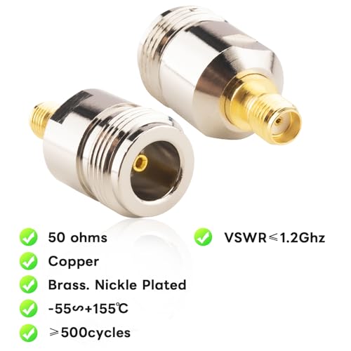 2PCS Adaptador SMA Hembra a N Hembra Coaxial RF miniatura 3