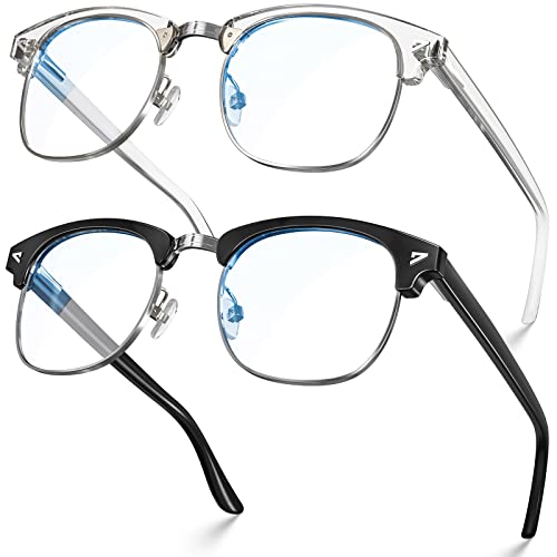 Image of VISOONE Square Anti Computer Glare Non-Prescription Office Gaming Glasses | 99% Digital Screen Filter Lightweight Clear Lens Eyewear Fashion Classic Blue Light Blocking Eyewear Men Women MONTANA