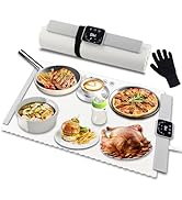 Electric Warming Tray, QREIHLPY Portable Food Warmer Mat with Adjustable 5 Temperature & 4-Hour T...