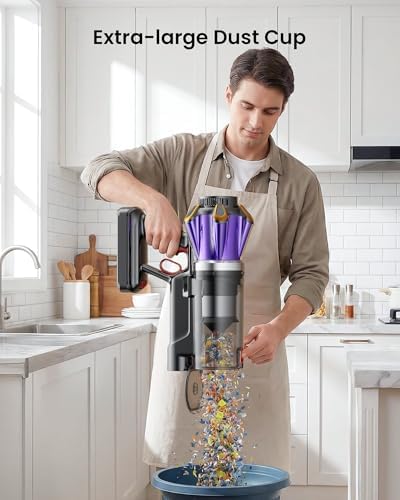 Cordless Vacuum Cleaner, 650W 55KPA 70 Mins Vacuum Cleaners with Hurricane Mode, Anti-Tangle Brush, 1.8L Dust Cup, Self-Standing Stick Vacuum Cordless for Hard Floors, Carpet & Pet Hair — view 6