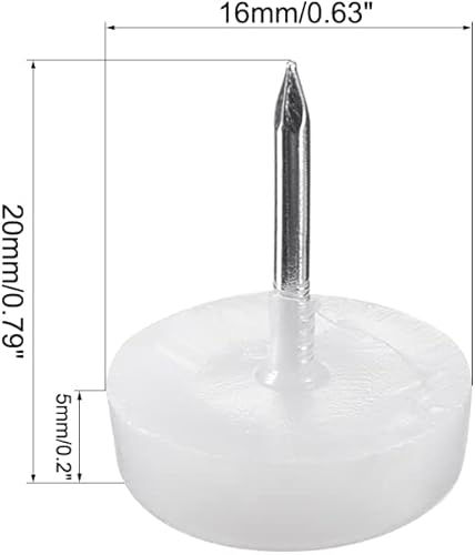 Miniatura 2 de uxcell Pies de muebles Uñas de plástico Glide Nails Silla Protector de patas de mesa 0.630 in Dia Blanco 20pcs