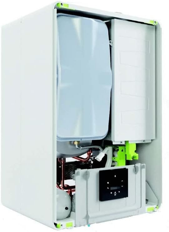 Side view of ELM LEBLANC EGALIS BALLON iCONDENS 24/48-1MN Boiler, showing its compact design.