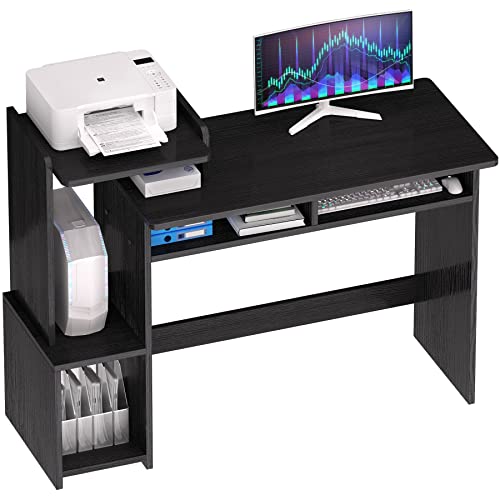 WOODYNLUX Computer Desk with Drawers, Home Office Desk with Printer Shelf, Writing Desk Study Table for Small Spaces Corner Desk, Easy Assemble, Black. WOODYNLUX Computer Desk with Drawers, Home Office Desk with Printer Shelf, Writing Desk Study Table for Small Spaces Corner Desk, Easy Assemble, Black.