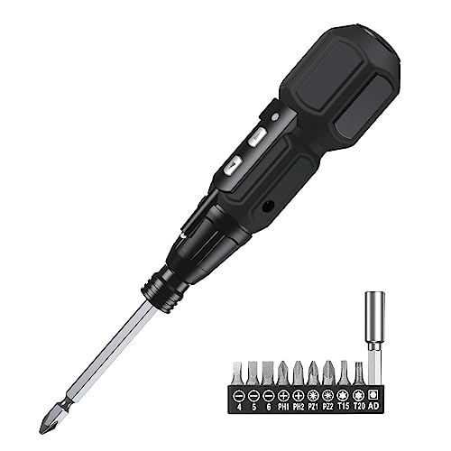 LOFICOPER Electric Screwdriver Set, Rechargeable Cordless Screwdriver Set, Power Repair Tool Kit with LED Lights, Charging Cable, for Phones, PC, Glasses, Black